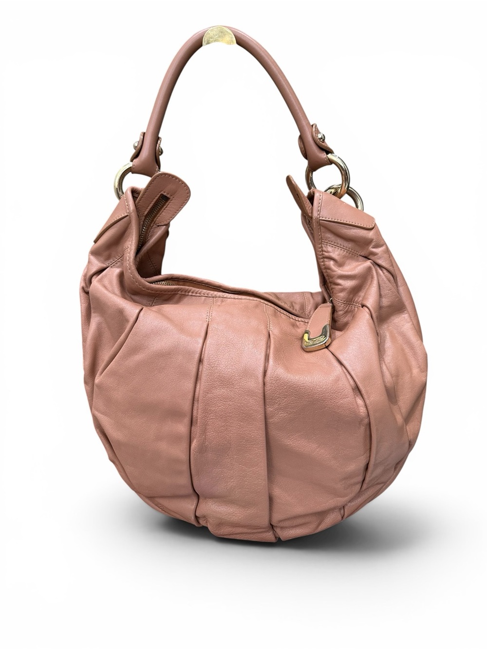 Bally Lu Taupe / dusty blush Lambskin Slouch Hobo Bag Italy